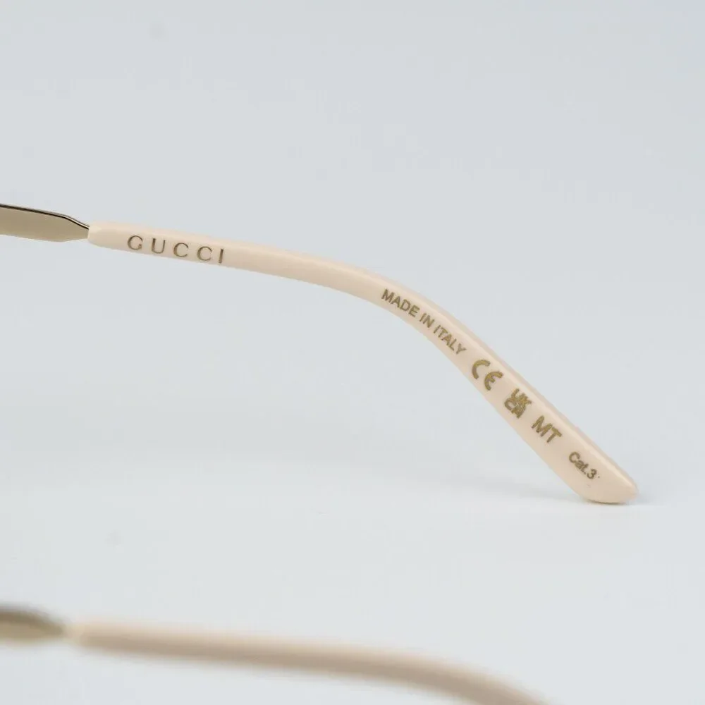 Gucci Men Sunglasses Gold Multicolor GG Pattern Mirror Square GG0802S 004